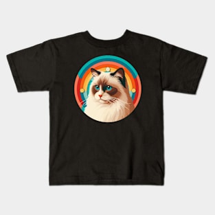 ragdoll cat profile with a colorful background Kids T-Shirt